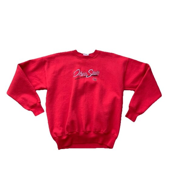 Vintage Ohio State Buckeyes Red Crewneck Hanes Sweatshirt Size Large - Picture 1 of 14